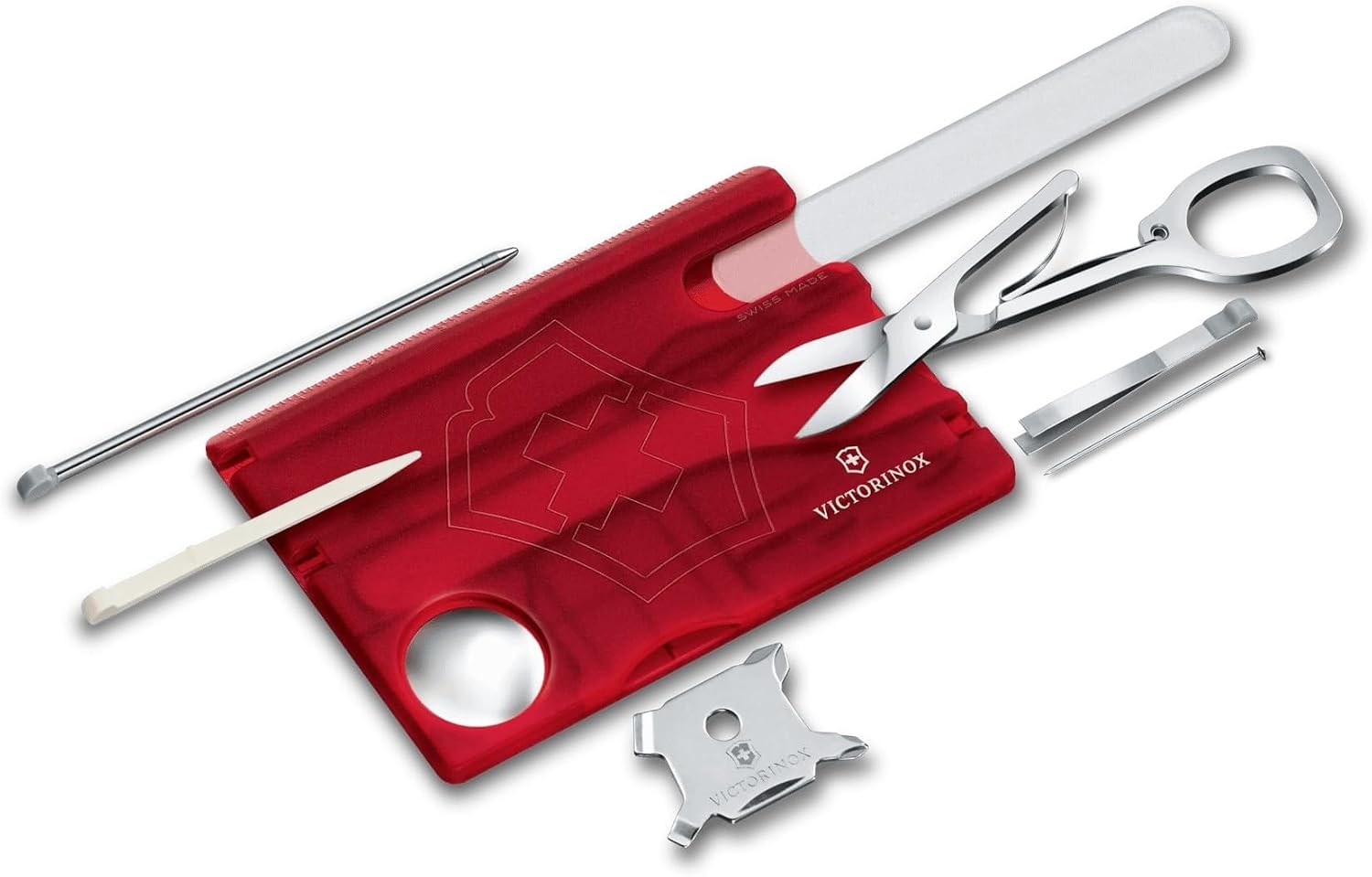 Victorinox SwissCard Nailcare 13-Function Multitool, Ruby