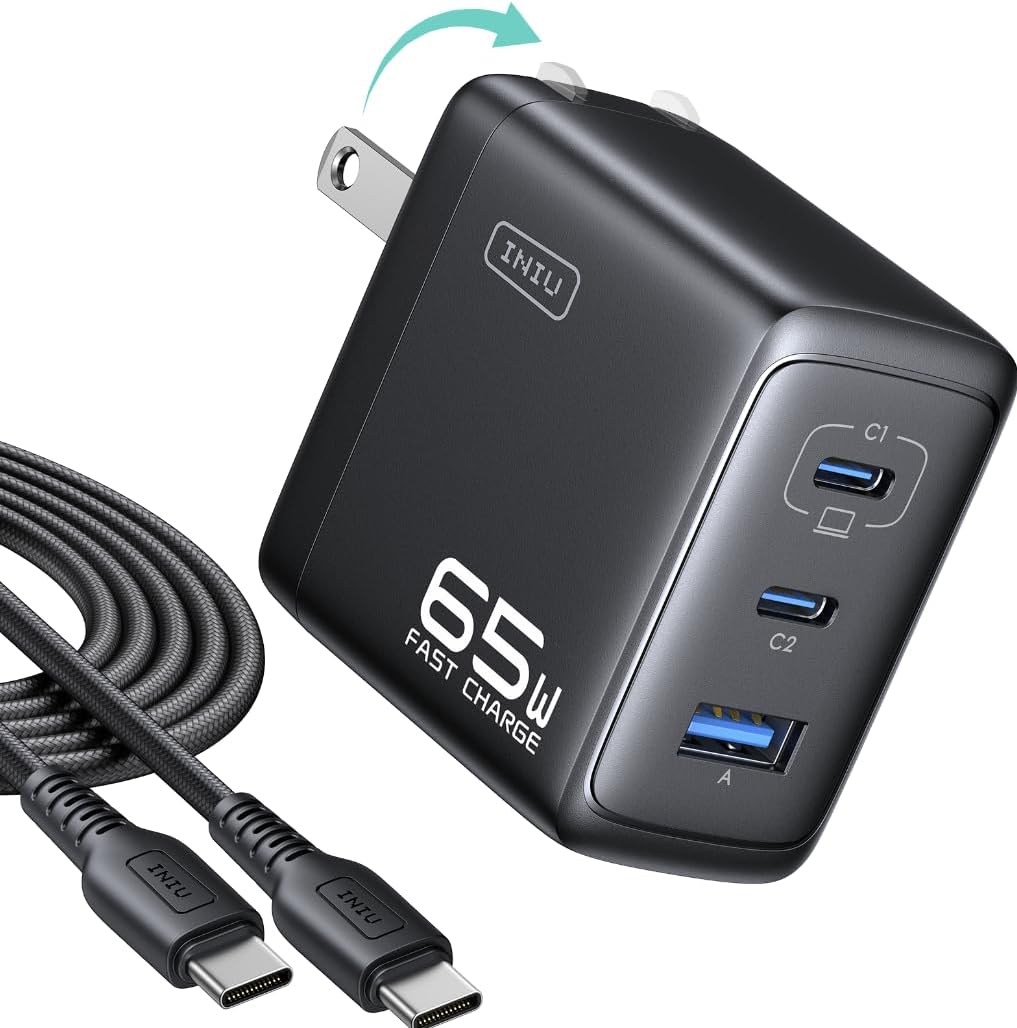 INIU 65W 3-Port GaN USB-C Charger