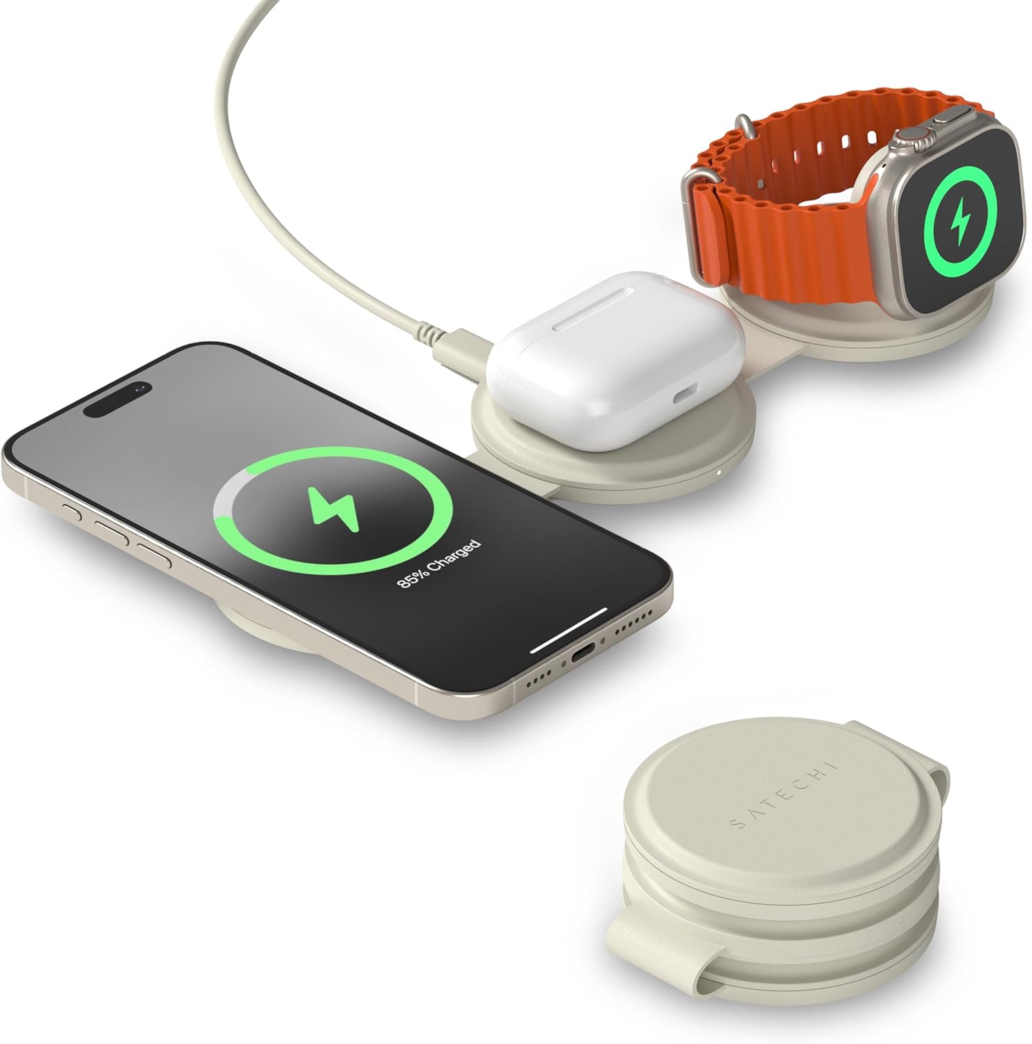 Satechi OntheGo 3-in-1 Wireless Charger Sand