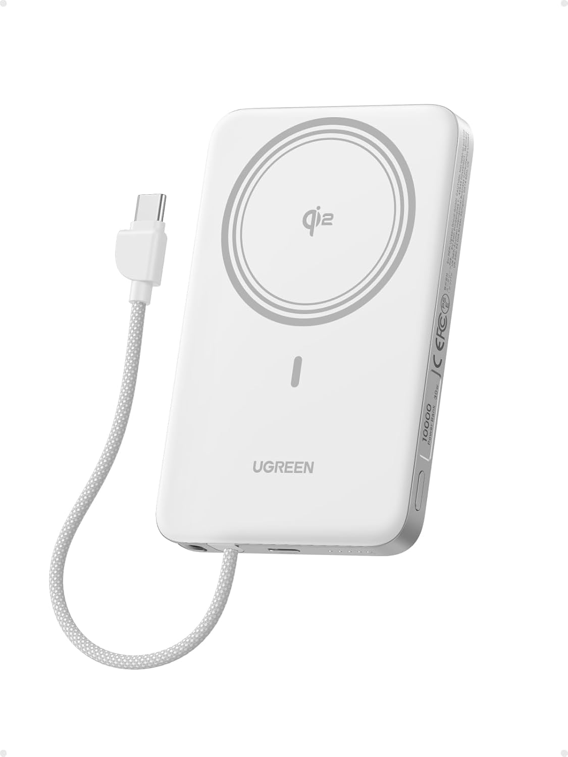UGREEN MagFlow Air 10K Qi2 Built-In-Cable Power Bank