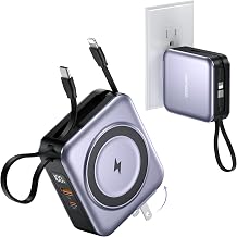 10K Power Bank with Built-In Cables and Wall Plug