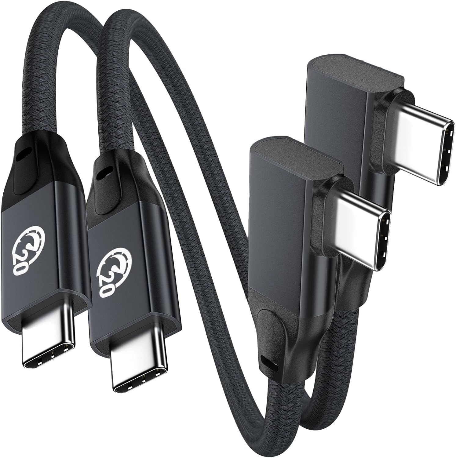 6-Inch 100W Right-Angle USB-C Cable 2-Pack